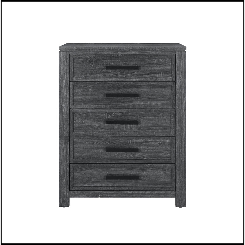 Commode gris foncé avec 5 tiroirs