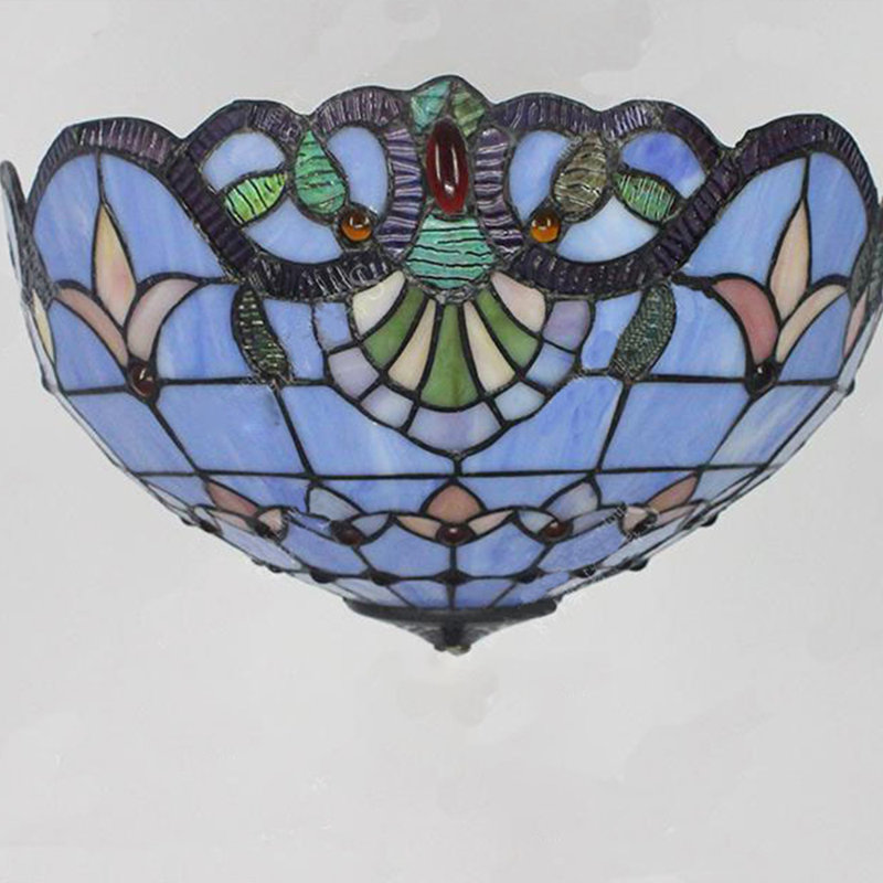 Luminaire suspendu en verre coloré Baroque Design, Bleu