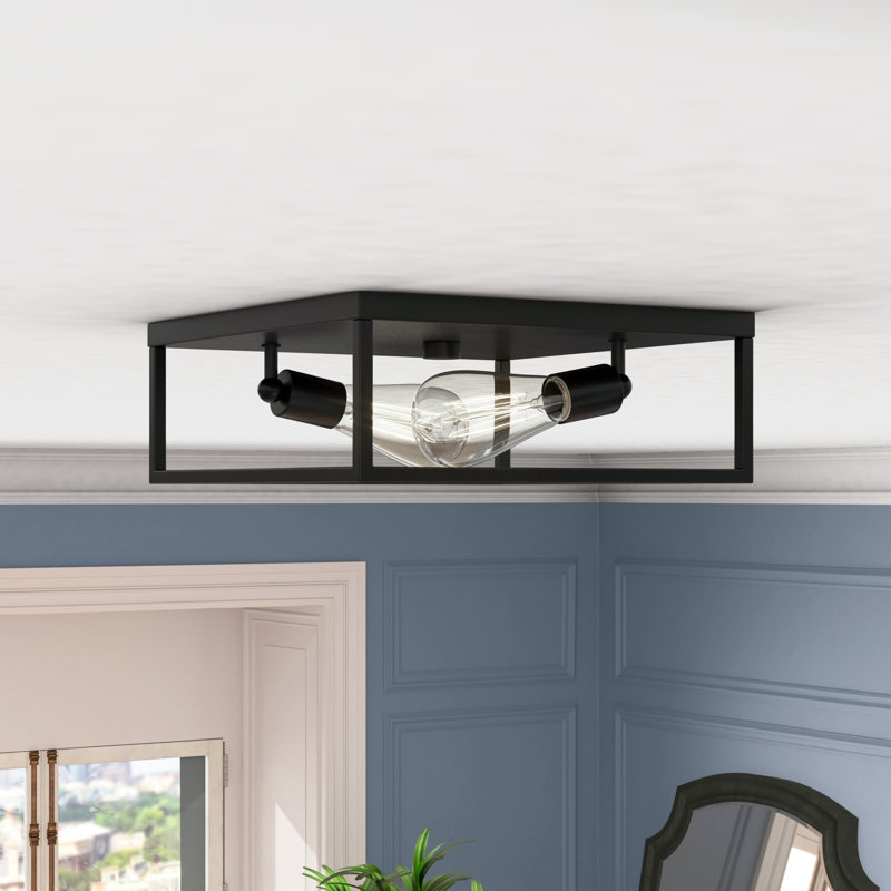 Plafonnier encastré 2 lumières Chaya, Noir mat