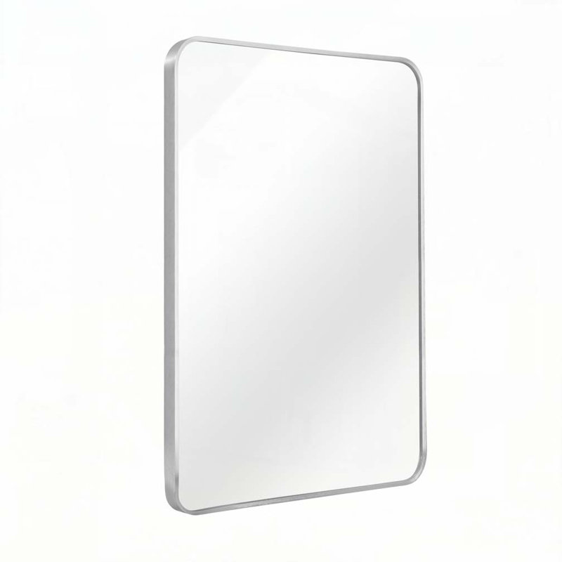 Metal Framed Rectangular Bathrrom Mirror for Wall, 30" x 22", Silver, Rectangle