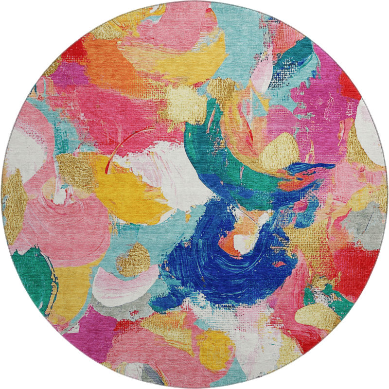 Premium Machine Washable Mouton Abstract Rug, Round 8'