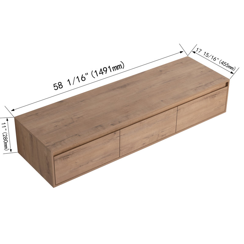 60'' Single Bathroom Storage With 3 Soft Close Drawers, Beige