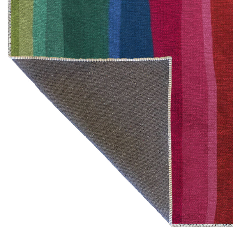 Tapis décoratif moderne à motifs de lignes verticales multicolores aux tons clairs, Rectangle 4 pi 7 po x 6 pi 7 po