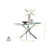 Lenworth Chrome and Glass Rectangular Dining Table Set with 4 Upholstered Faux Leather Chairs