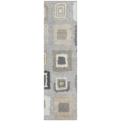 Machine Washable Indoor/Outdoor Xhevrie Gray Rug