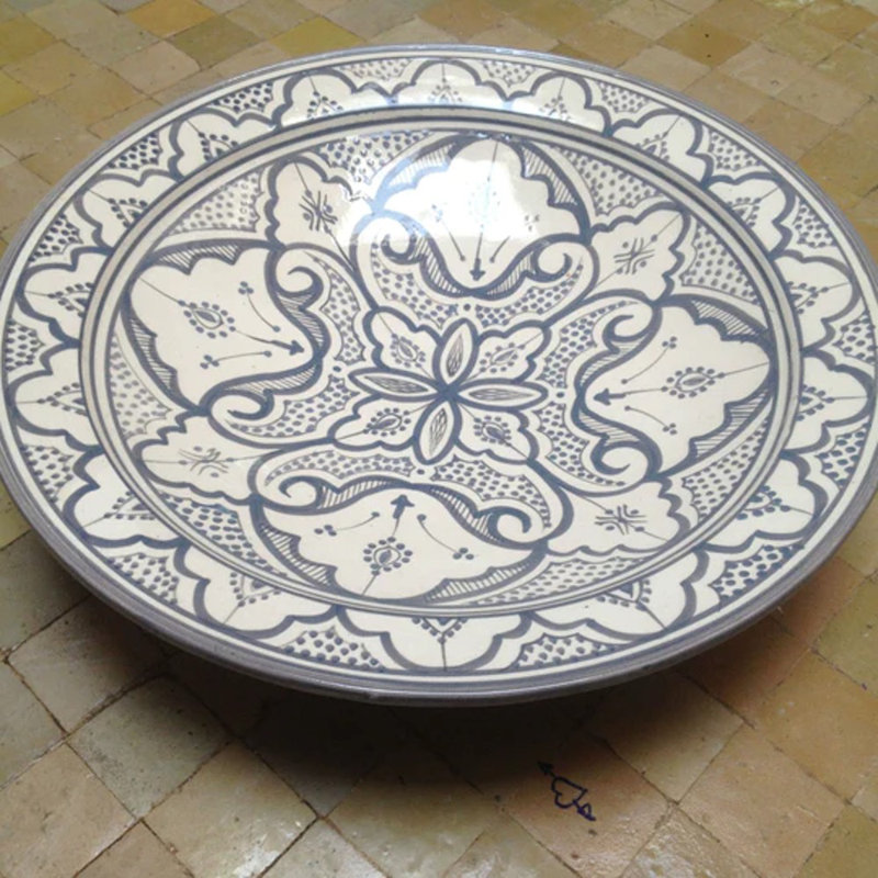 Plateau rond en céramique Bungalow Rose, gris