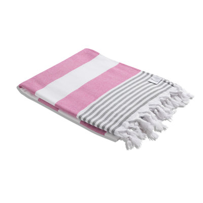 Peshtemal à rayures marines avec doublure en tissu éponge, serviette de bain ou de plage turque de luxe 100% coton biologique, 68 po x 37 po