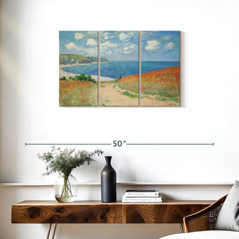 Sebbie Path In Wheat Fields At Pourville, 42" H x 65" W