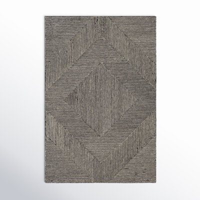 Peeta Geometric Handmade Tufted Wool Black/Cream Area Rug