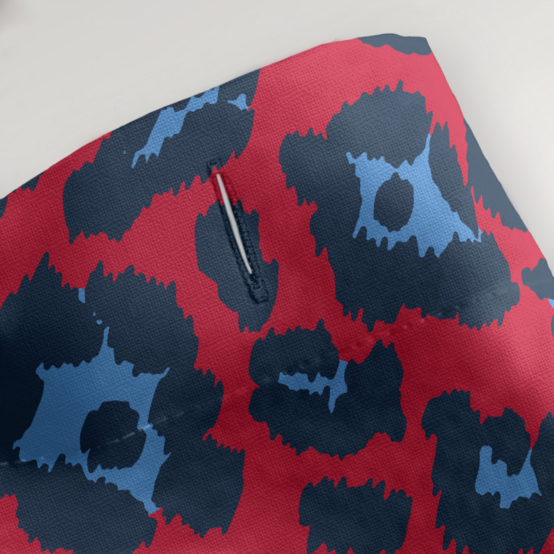 Animal Print Shower Curtain with Liner Included, Red/Dark Blue/Blue