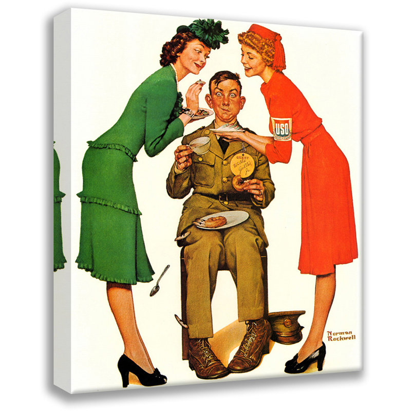 Toile tendue USO Volunteers par Norman Rockwell, H 24 po x l 17 po