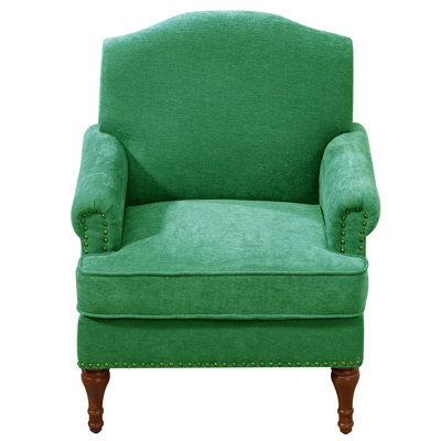 Modern Accent Chair with Retro Wooden Legs & Nailhead Trim