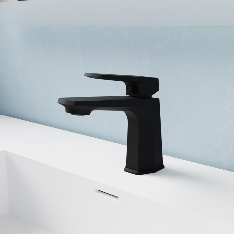 Matte Black Single Handle Bathroom Faucet with Pop-Up Drain