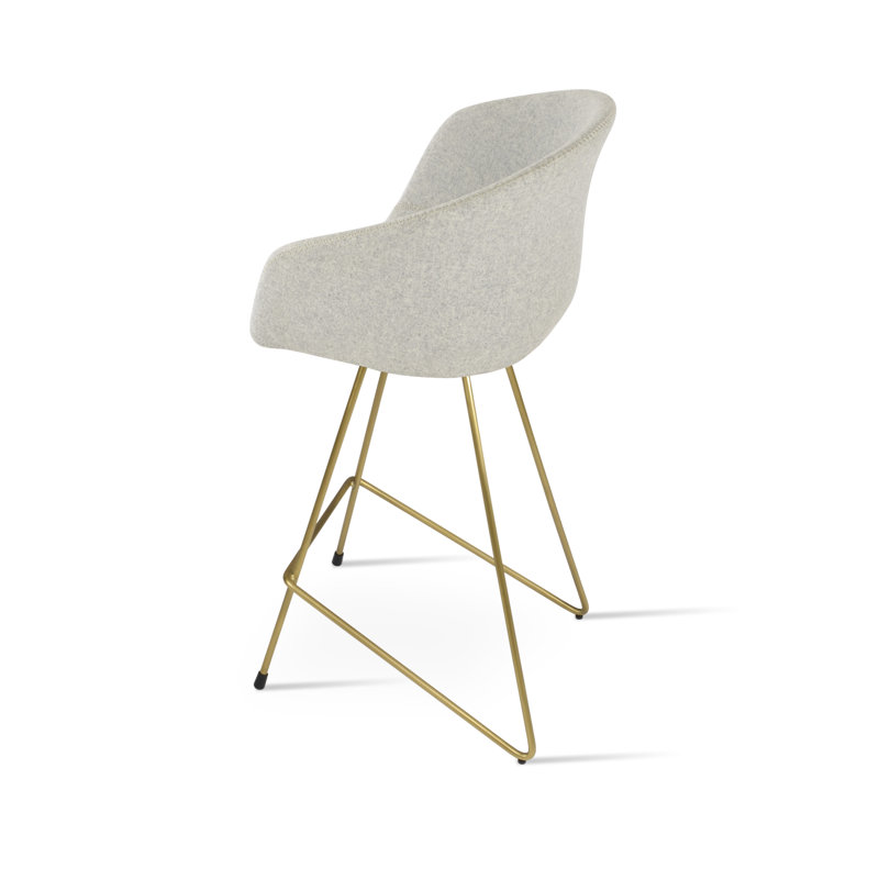 Tabouret de bar et de comptoir pour chat Tribeca, Tabouret de bar (siège d'une hauteur de 29 po), Laine argentée, Laiton