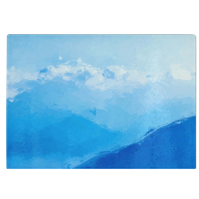 Tempered Glass Moon and Mountains Chopping Board, 39 cm W x 28.5 cm L