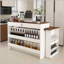 Îlot de cuisine 47 po avec table extensible et rotative, 4 tiroirs et armoires à portes vitrées - Noyer rétro-129895316