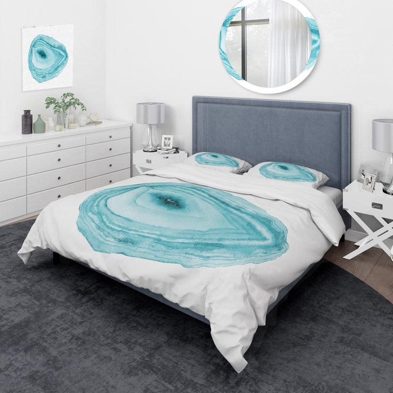 Géode minérale turquoise - ensemble de housse de couette moderne - microfibre de polyester