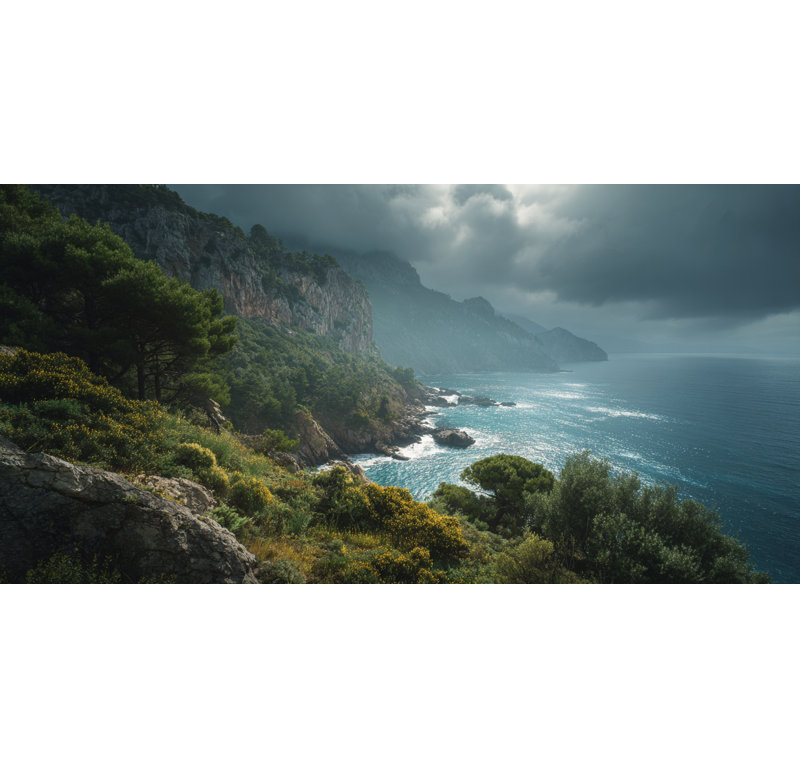 Art mural sur toile Cliffside Coastline, H 24 po x l 48 po x P 1,5 po
