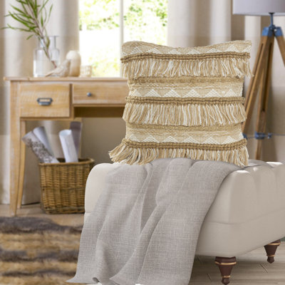 Chevron Striped Textured Polyester Throw Pillow