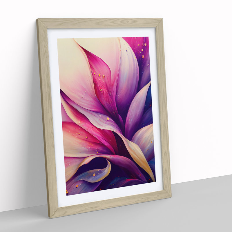 Abstract Flower No.1 - Framed Print, 46cm H x 34cm W, Oak