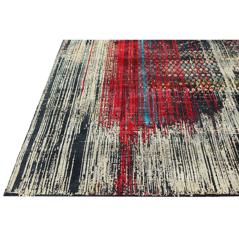 Handmade Silk and Wool Area Rug, Rectangle 9' x 12'