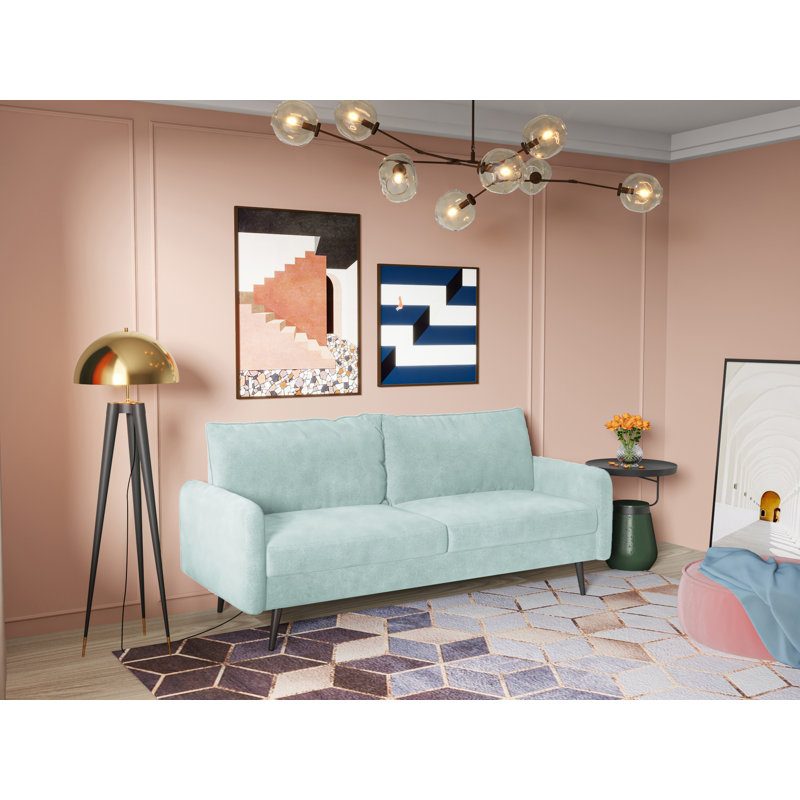 Elle-Jade Velvet Loveseat, Aqua Turquoise Velvet, 33" H x 70" W x 30" D