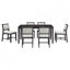 Ensemble de salle à manger rétro 7 pièces, 1 table rectangulaire en bois avec 6 chaises rembourrées pour la salle à manger et la cuisine-1919642239