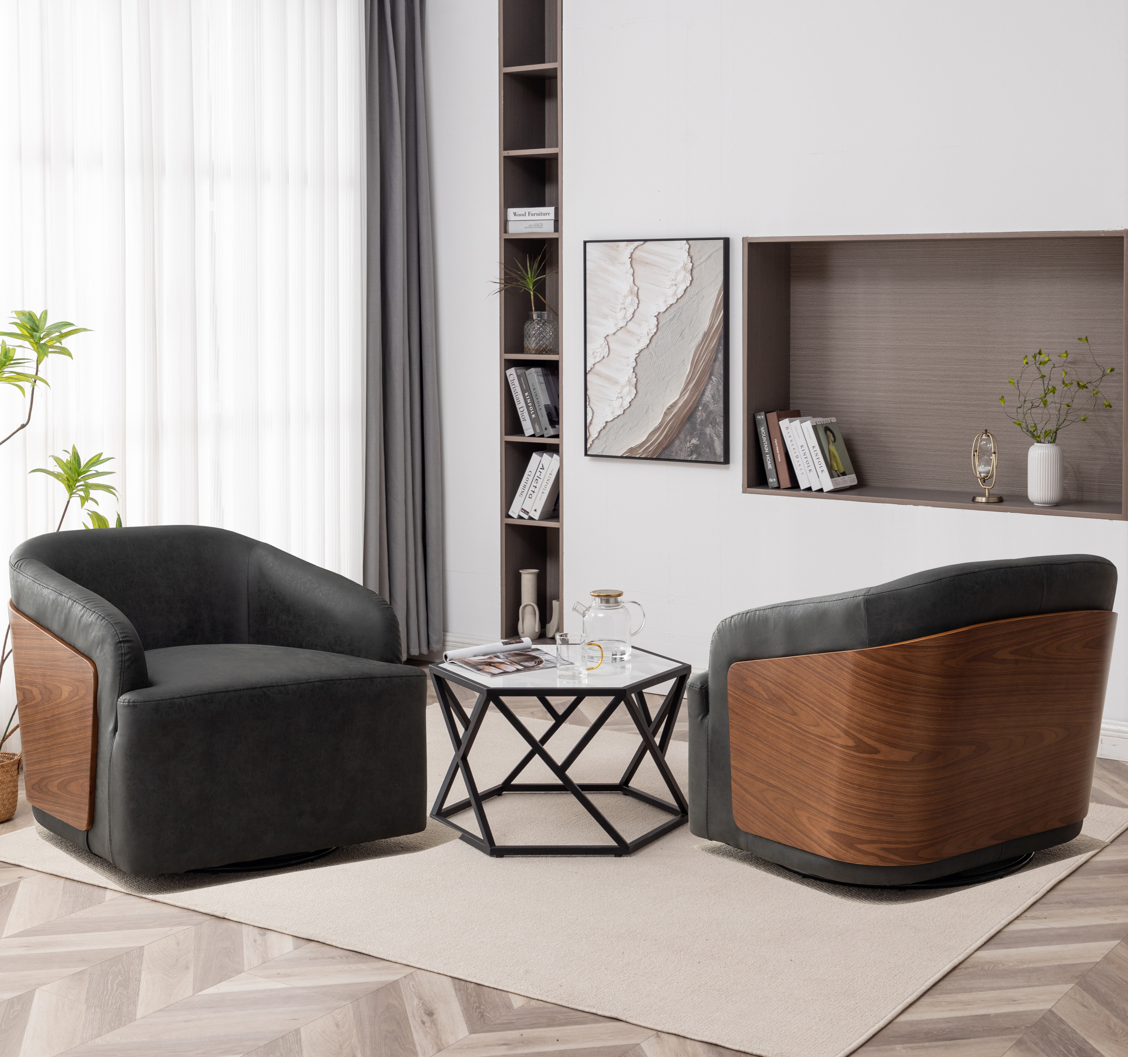 Latitude Run® Andretta Faux Leather Swivel Barrel Chair & Reviews | Wayfair