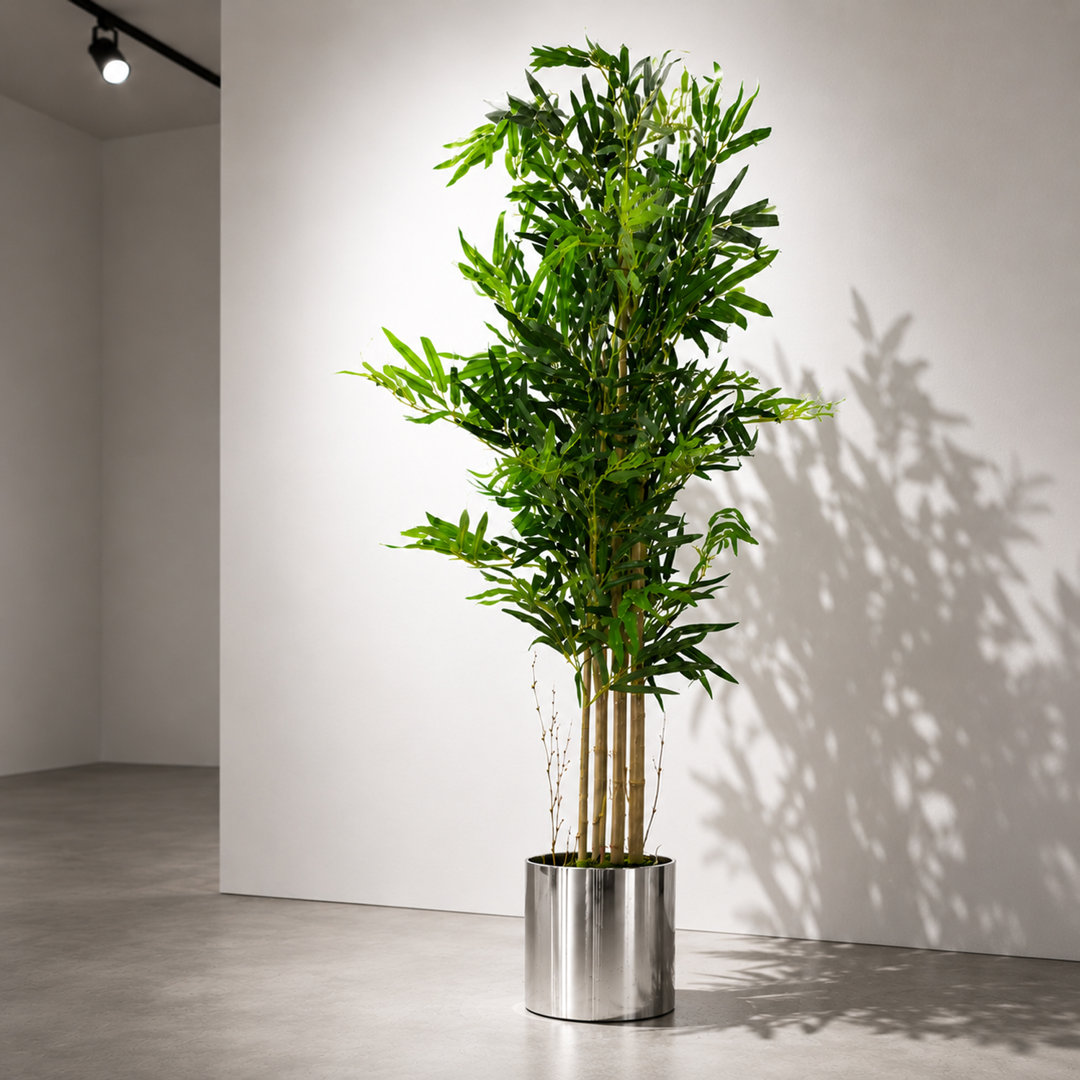 Faux Bamboo Tree in Metal Planter