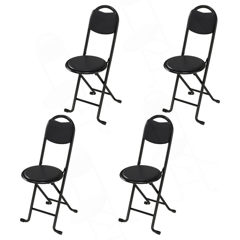 Tabouret pliant 4 pièces avec dossier, tabouret pliant rembourré et rembourré, chaises pliantes portatives pour la cuisine à l'intérieur et à l'extérieur (café, date prévue de livraison: 2025/6/30)