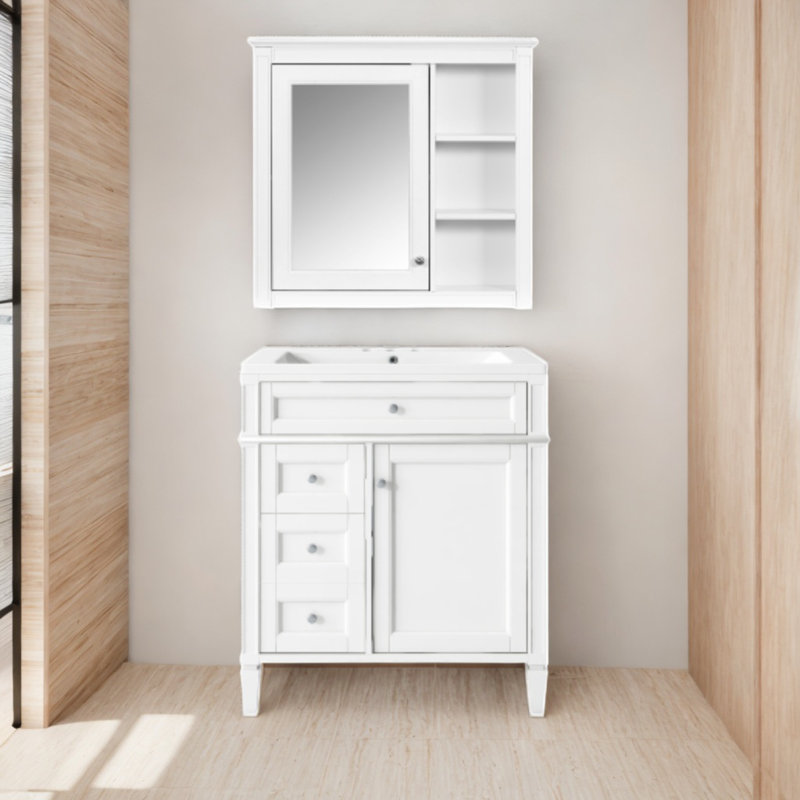 Ensemble de meuble-lavabo simple avec plateau Desmir, Blanc