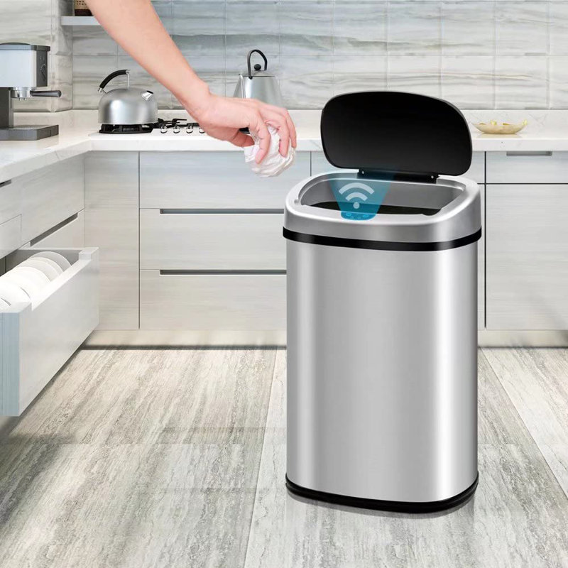 13 Gallon Silver Stainless Steel Touchless Trash Can