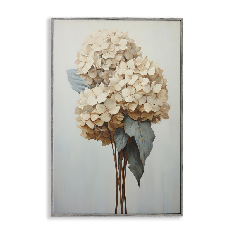 «Vintage Hydrangea Florets», art de la giclée encadrée par Petals Prints Design bg-306, Estampe numérique Farmhouse