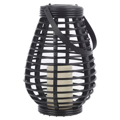 Warm White LED Solar Lantern Hanging Round/Cylindrical with Handle Garden Decor