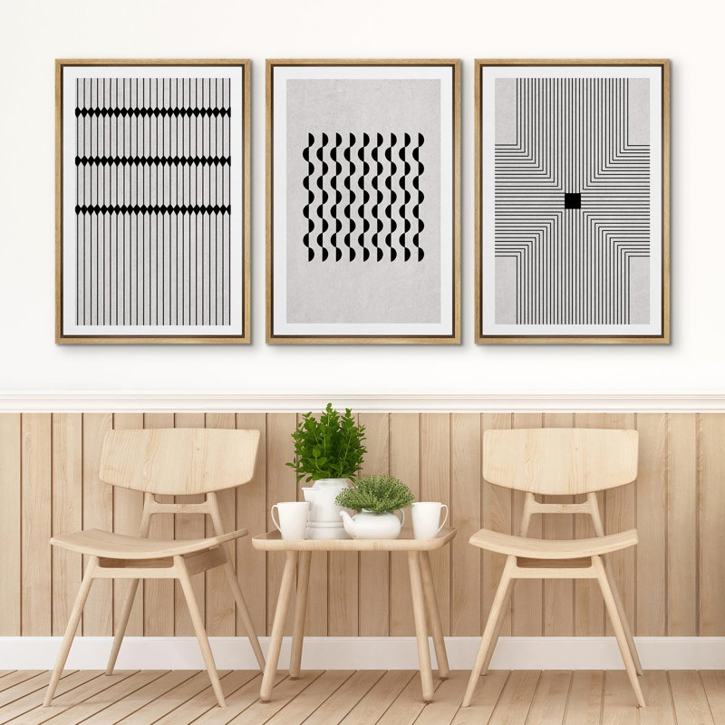 Noir et blanc géométrique minimaliste, illustrations, art moderne, salon, chambre à coucher, bureau, Naturel