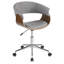 Chaise de bureau en bois de noyer et tissu gris clair