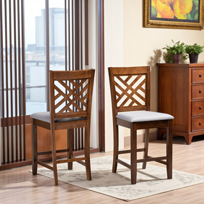 Karmisha Grey Fabric and Brown Solid Wood Chair, 42.52'' H X 18.31'' W X 20.28'' D