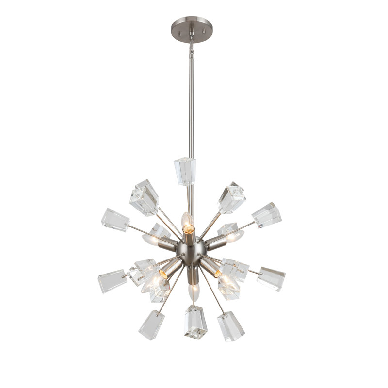 Lustre sphérique spoutnik 6 lumières Middleborough, Nickel satiné