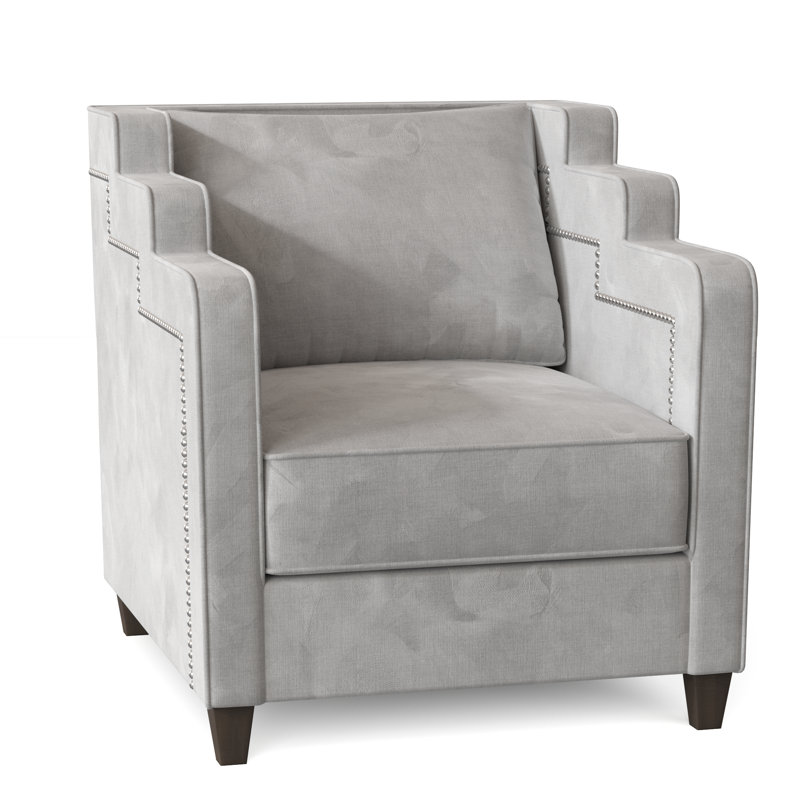Abbey Armchair, Bella White Performance Velvet, Brown Mahogany
