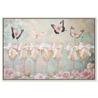 Champagne Mint and Pink Glass Collection Canvas Fashion Wall Art by 