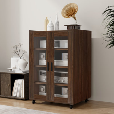 Armoire de rangement multimédia, meuble audio-vidéo, armoire stéréo avec 4 tablettes réglables en hauteur, 