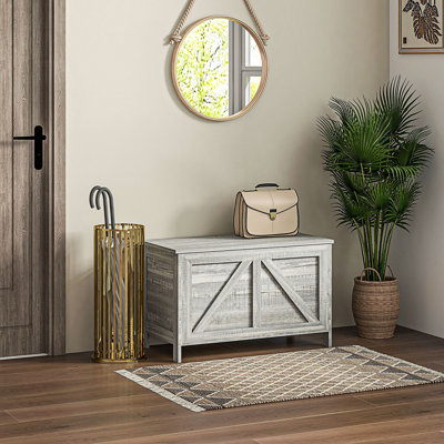 Accent Cabinet, Farmhouse Storage Chest, Lift Top Box Organizer With Safety Hinge To Open Up 100°