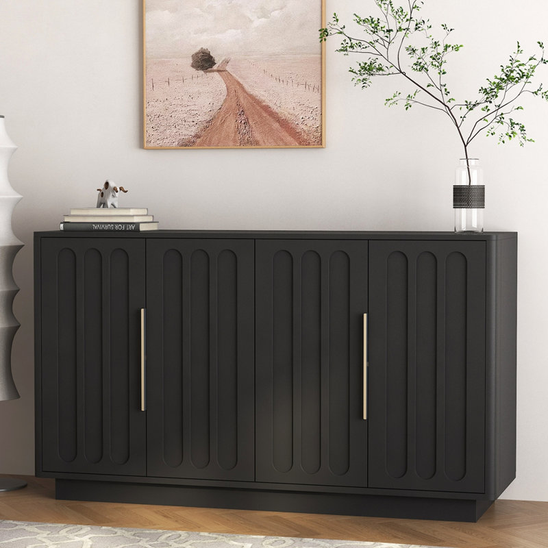 Buffet noir moderne avec tablettes réglables