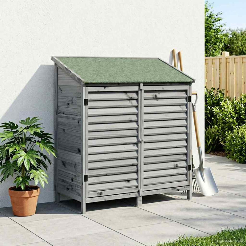 Vidaxl Garden Shed Solid Fir Wood Storage Cabinet Outdoor Modern Design Ample, Grey