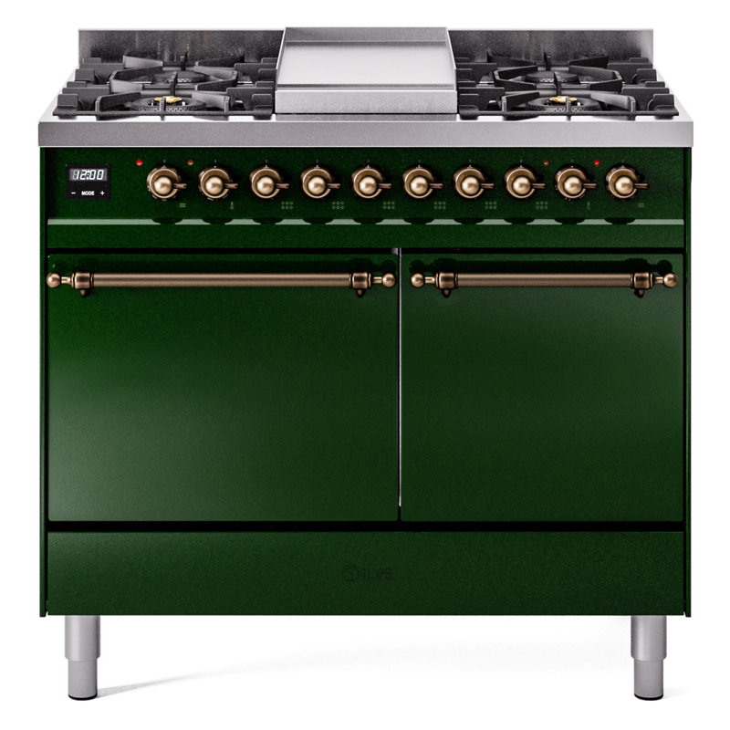 ILVE Nostalgie II 40 in Dual Fuel Range, Liquid Propane, White/Copper
