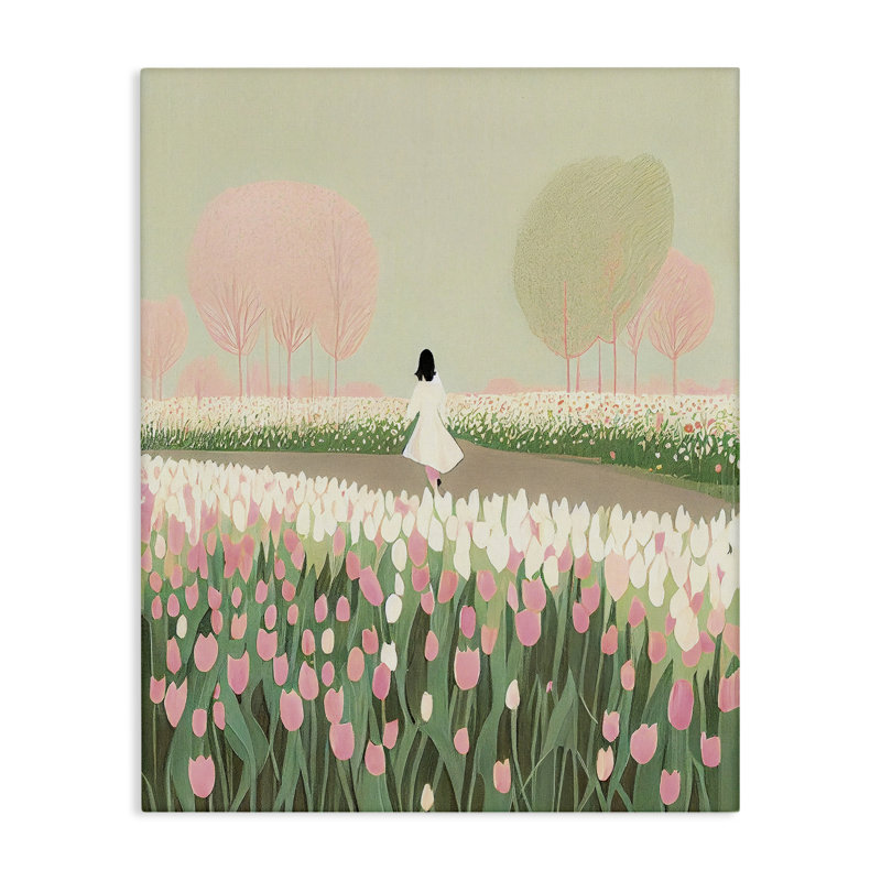«Walking in Tulip Meadow», art mural sur toile par Incado, H 40 po x l 30 po