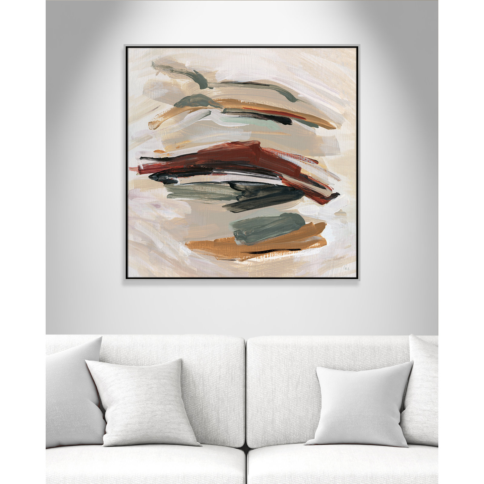 Carmina "Spring Shadows" Painting by Susan Jill, Silver , 37.5" H x 37.5" W