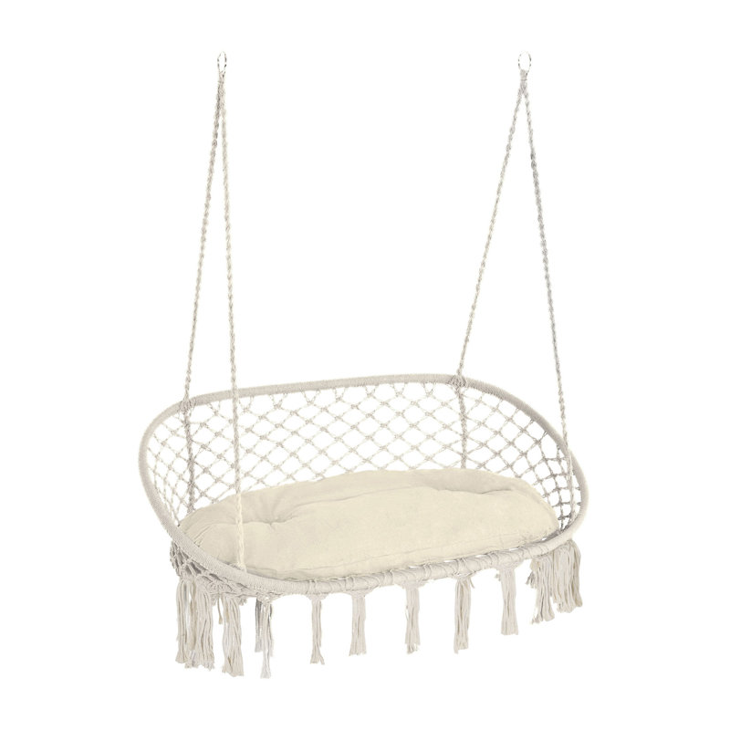 Balancelle en macramé pour 2 personnes Outsunny, Blanc