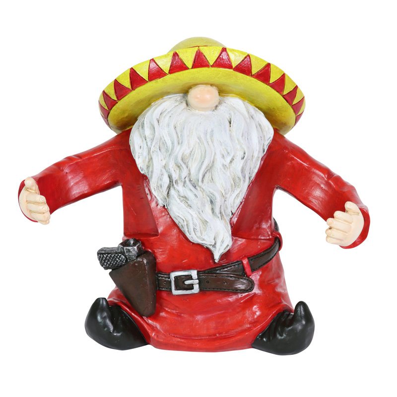 Hand Painted Red and Yellow Gnome Statue with Drink Holders
