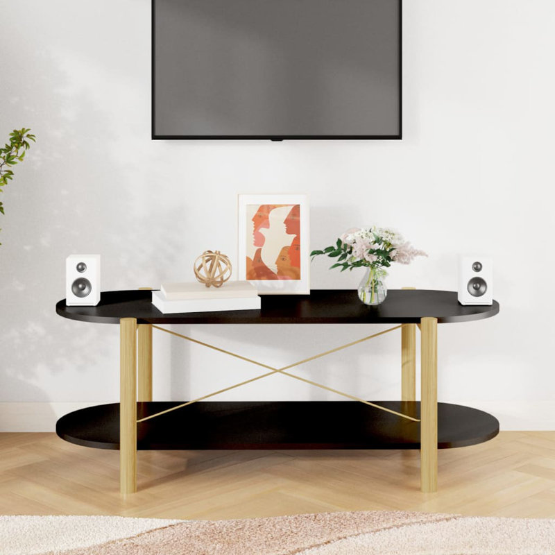 Leeani Four Leg Coffee Table with Storage, Black